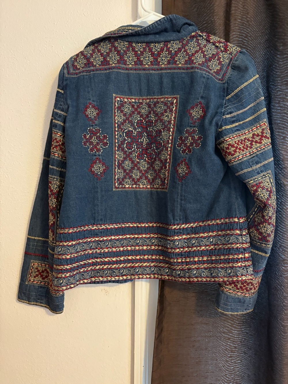 Coldwater Creek Blue Denim Jacket with Red Embroidery - Picture 4 of 4